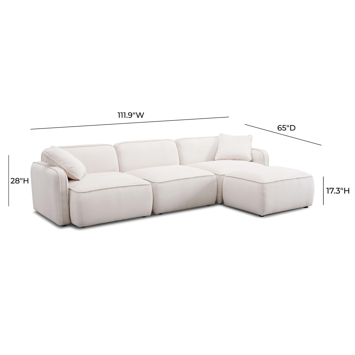 Travie Performance Corduroy Velvet 4-Piece Modular Sectional by TOV Furniture at Eve Furniture