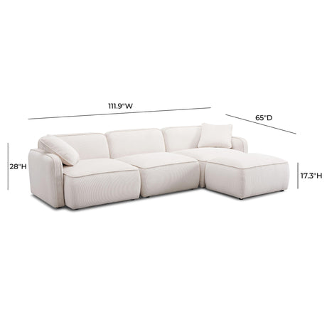 Travie Performance Corduroy Velvet 4-Piece Modular Sectional by TOV Furniture at Eve Furniture