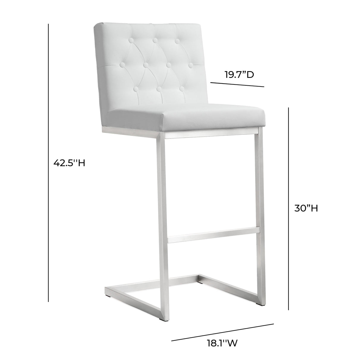 Helsinki White Performance Vegan Leather Stool - Set of 2 by TOV Furniture at Eve Furniture