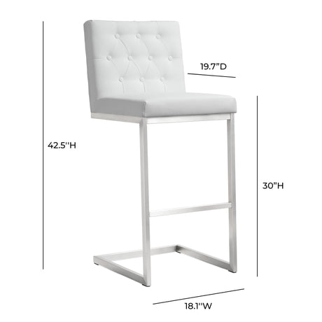 Helsinki White Performance Vegan Leather Stool - Set of 2 by TOV Furniture at Eve Furniture