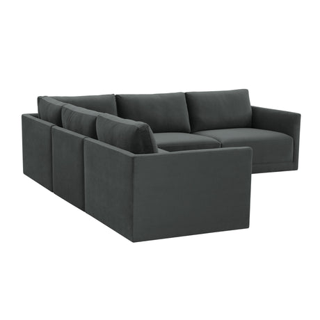 Willow Velvet Modular 5-Piece L Sectional by TOV Furniture at Eve Furniture