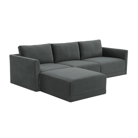 Willow Velvet Modular 4-Piece Sectional by TOV Furniture at Eve Furniture