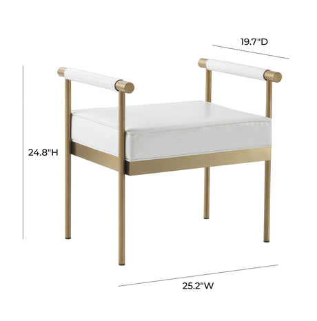 Diva White Performance Vegan Leather Bench by TOV Furniture at Eve Furniture