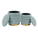 Saturn Velvet Storage Ottomans - Set of 2 by TOV Furniture at Eve Furniture