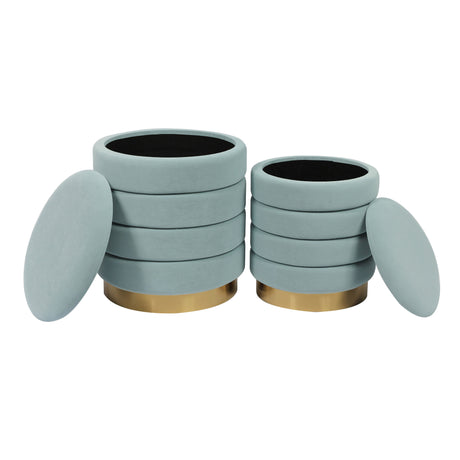 Saturn Velvet Storage Ottomans - Set of 2 by TOV Furniture at Eve Furniture