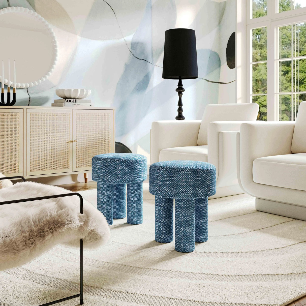 Claire Nubby Stool by TOV Furniture at Eve Furniture