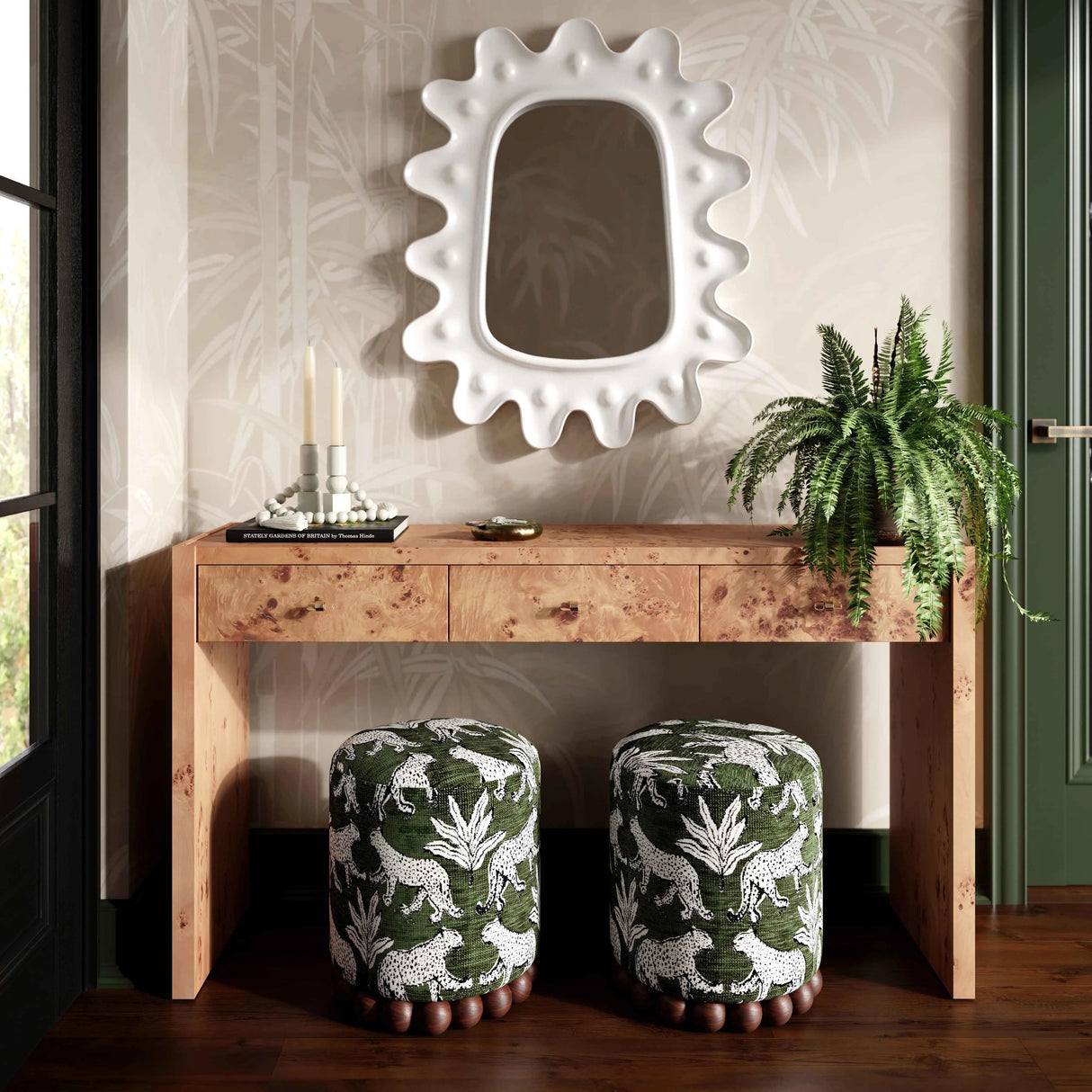 Dex Leopard Jacquard Ottoman by TOV Furniture at Eve Furniture