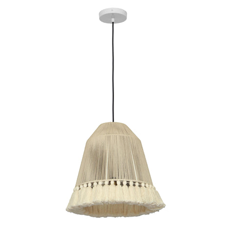 Helen White Cotton Tasseled Pendant Lamp by TOV Furniture at Eve Furniture