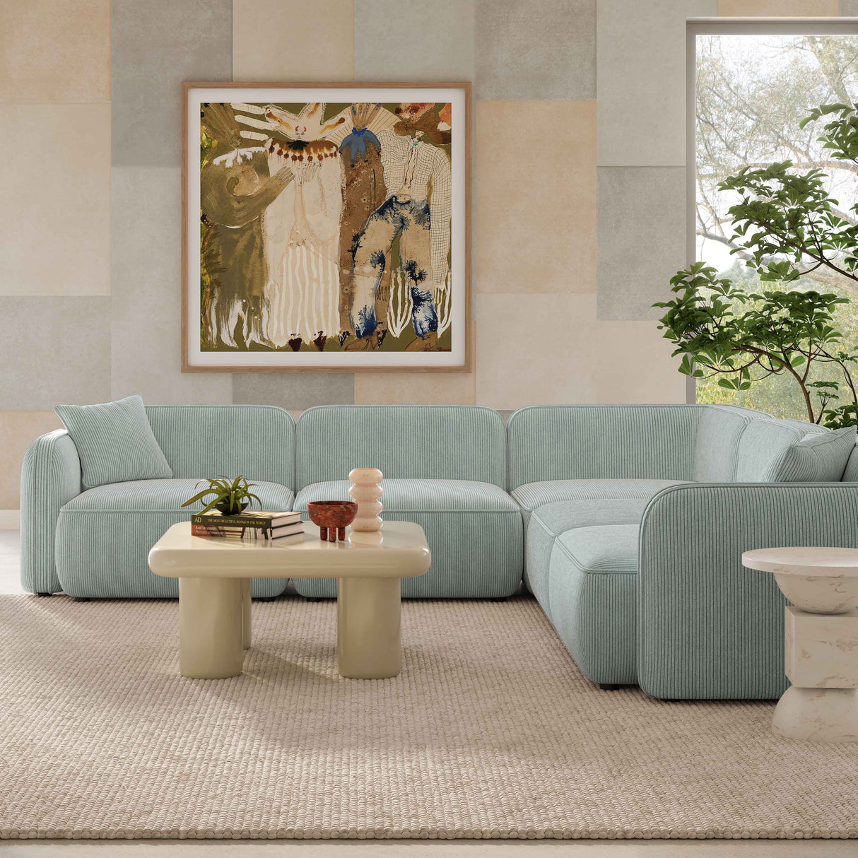 Travie Performance Corduroy Velvet Modular L-Sectional by TOV Furniture at Eve Furniture