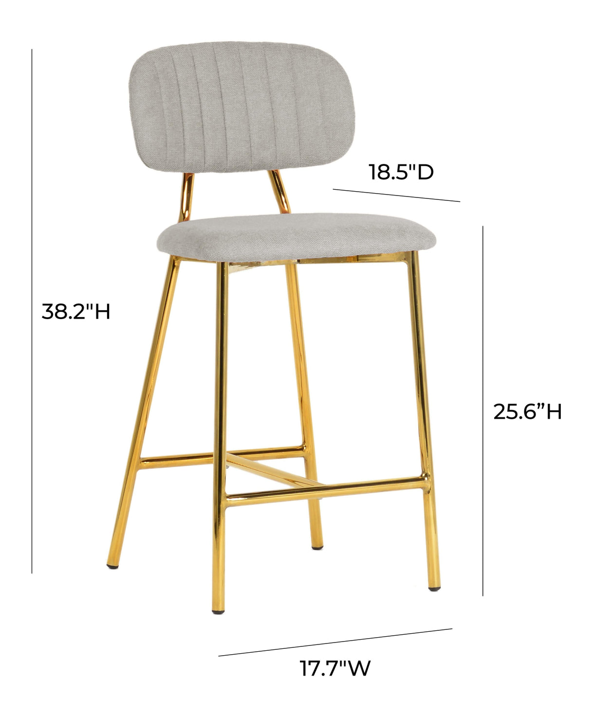 Ariana Grey Counter Stool with Gold Legs - Set of 2 by TOV Furniture at Eve Furniture