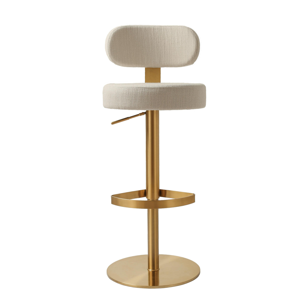 Primrose Cream Textured Performance Fabric Adjustable Stool by TOV Furniture at Eve Furniture