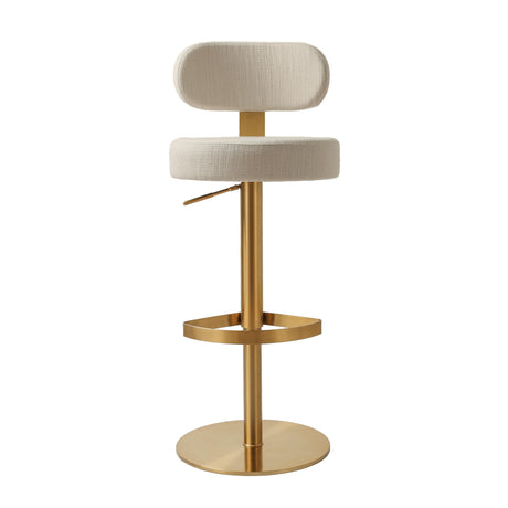 Primrose Cream Textured Performance Fabric Adjustable Stool by TOV Furniture at Eve Furniture
