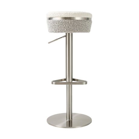 Astro White and Grey Boucle Adjustable Stool by TOV Furniture at Eve Furniture