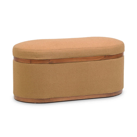 Olivier Boucle Oval Storage Ottoman by TOV Furniture at Eve Furniture