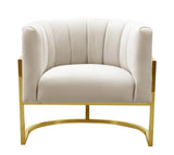 Magnolia Spotted Cream Chair with Gold Base by TOV Furniture at Eve Furniture