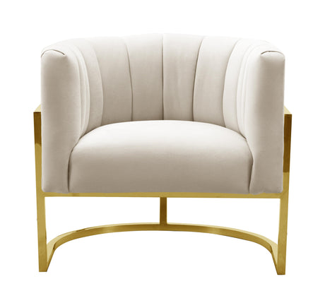 Magnolia Spotted Cream Chair with Gold Base by TOV Furniture at Eve Furniture