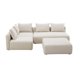Hangover Cream Performance Linen 4-Piece Modular Chaise Sectional by TOV Furniture at Eve Furniture