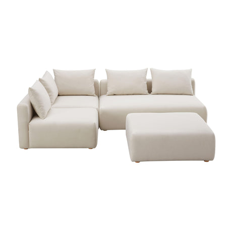Hangover Cream Performance Linen 4-Piece Modular Chaise Sectional by TOV Furniture at Eve Furniture