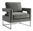 Avery Grey Velvet Chair with Silver Base by TOV Furniture at Eve Furniture
