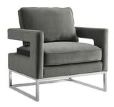 Avery Grey Velvet Chair with Silver Base by TOV Furniture at Eve Furniture