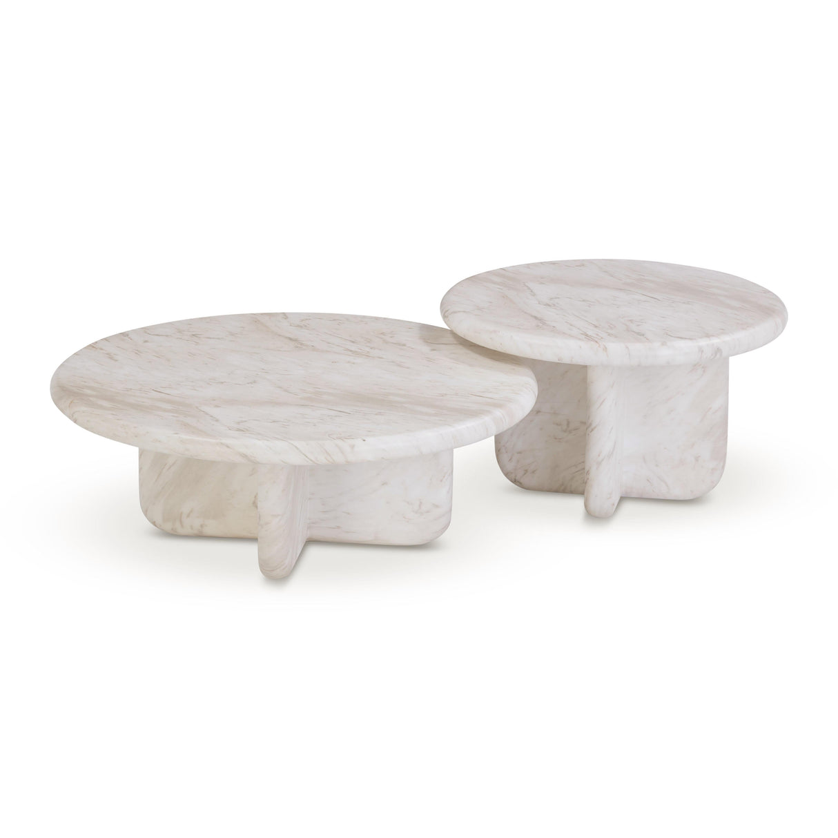 Juju Nesting Indoor/Outdoor Marble Coffee Tables by TOV Furniture at Eve Furniture