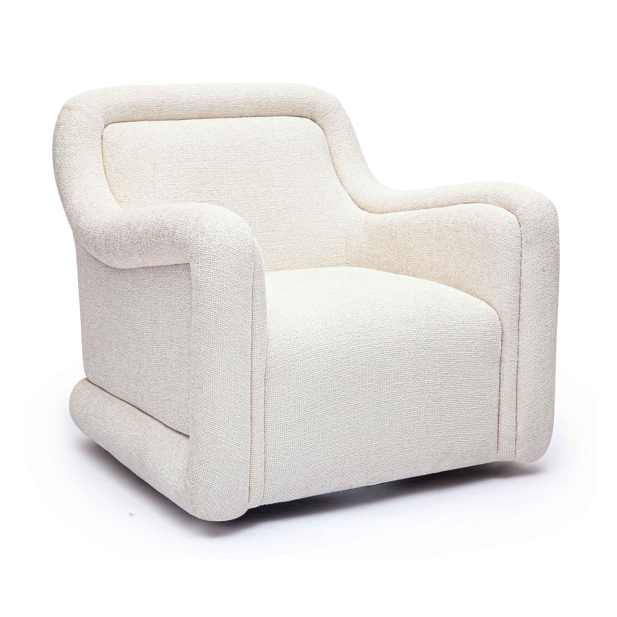 Charli Cream Basketweave Chenille Swivel Chair by TOV Furniture at Eve Furniture