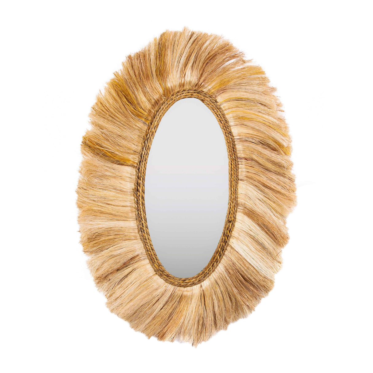 Tribal Natural Abaca Grass Oval Wall Mirror by TOV Furniture at Eve Furniture