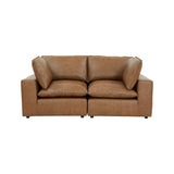 Cali Brown Leather Modular Loveseat by TOV Furniture at Eve Furniture