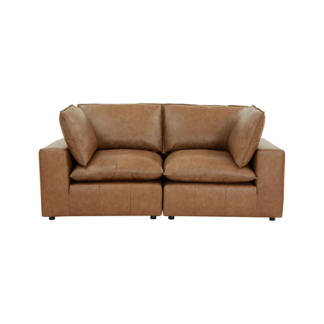 Cali Brown Leather Modular Loveseat by TOV Furniture at Eve Furniture