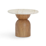 Cynthia Travertine Concrete Indoor / Outdoor Side Table by TOV Furniture at Eve Furniture