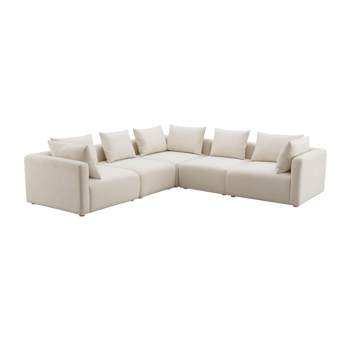 Hangover Cream Performance Linen 5-Piece Modular L-Sectional by TOV Furniture at Eve Furniture