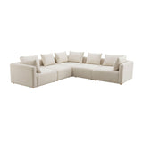 Hangover Cream Performance Linen 5-Piece Modular L-Sectional by TOV Furniture at Eve Furniture