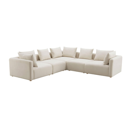 Hangover Cream Performance Linen 5-Piece Modular L-Sectional by TOV Furniture at Eve Furniture