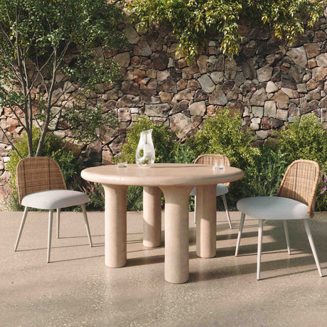 Barbara Cream Textured Indoor / Outdoor 47" Round Dining Table by TOV Furniture at Eve Furniture