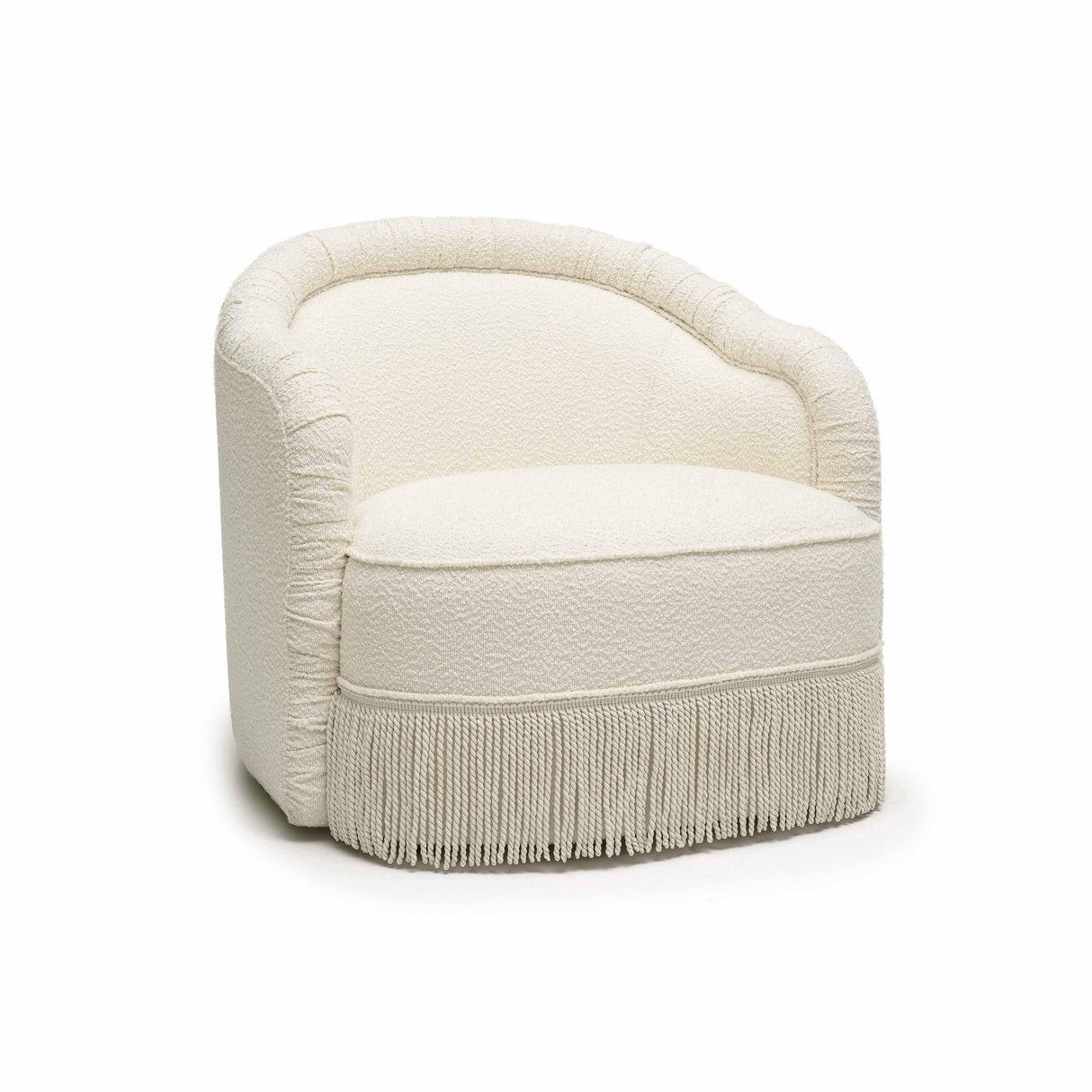 Pamela Cream Boucle Tassel Lounge Chair by TOV Furniture at Eve Furniture
