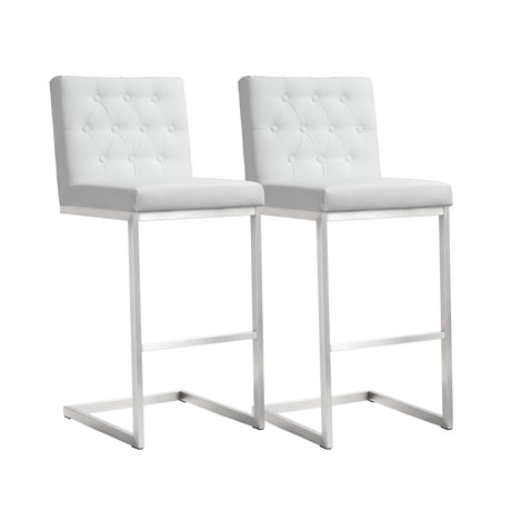 Helsinki White Performance Vegan Leather Stool - Set of 2 by TOV Furniture at Eve Furniture