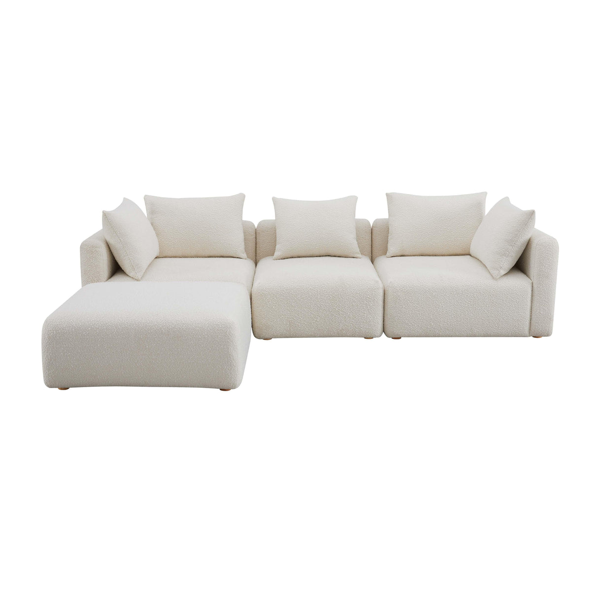 Hangover Cream Boucle 4-Piece Modular Sectional by TOV Furniture at Eve Furniture
