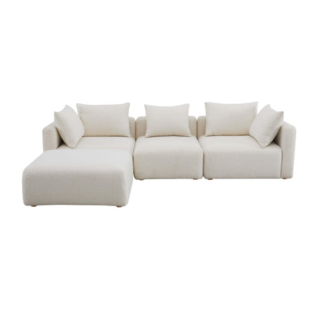 Hangover Cream Boucle 4-Piece Modular Sectional by TOV Furniture at Eve Furniture
