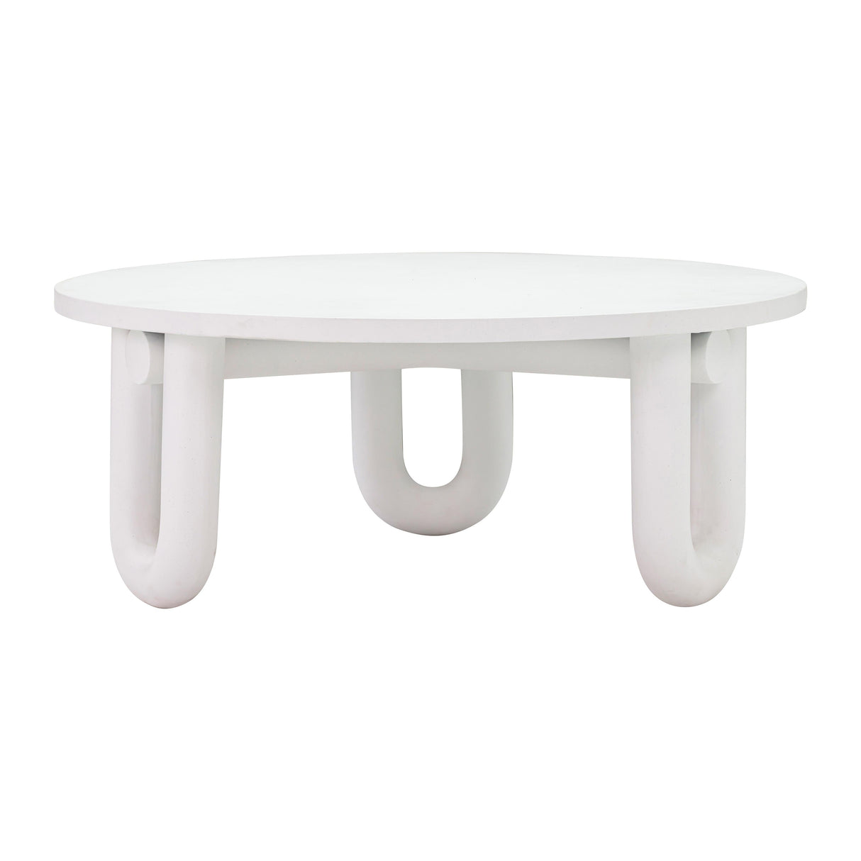 Tildy White Concrete Indoor / Outdoor Round Coffee Table by TOV Furniture at Eve Furniture