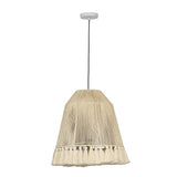 Helen White Cotton Tasseled Pendant Lamp by TOV Furniture at Eve Furniture
