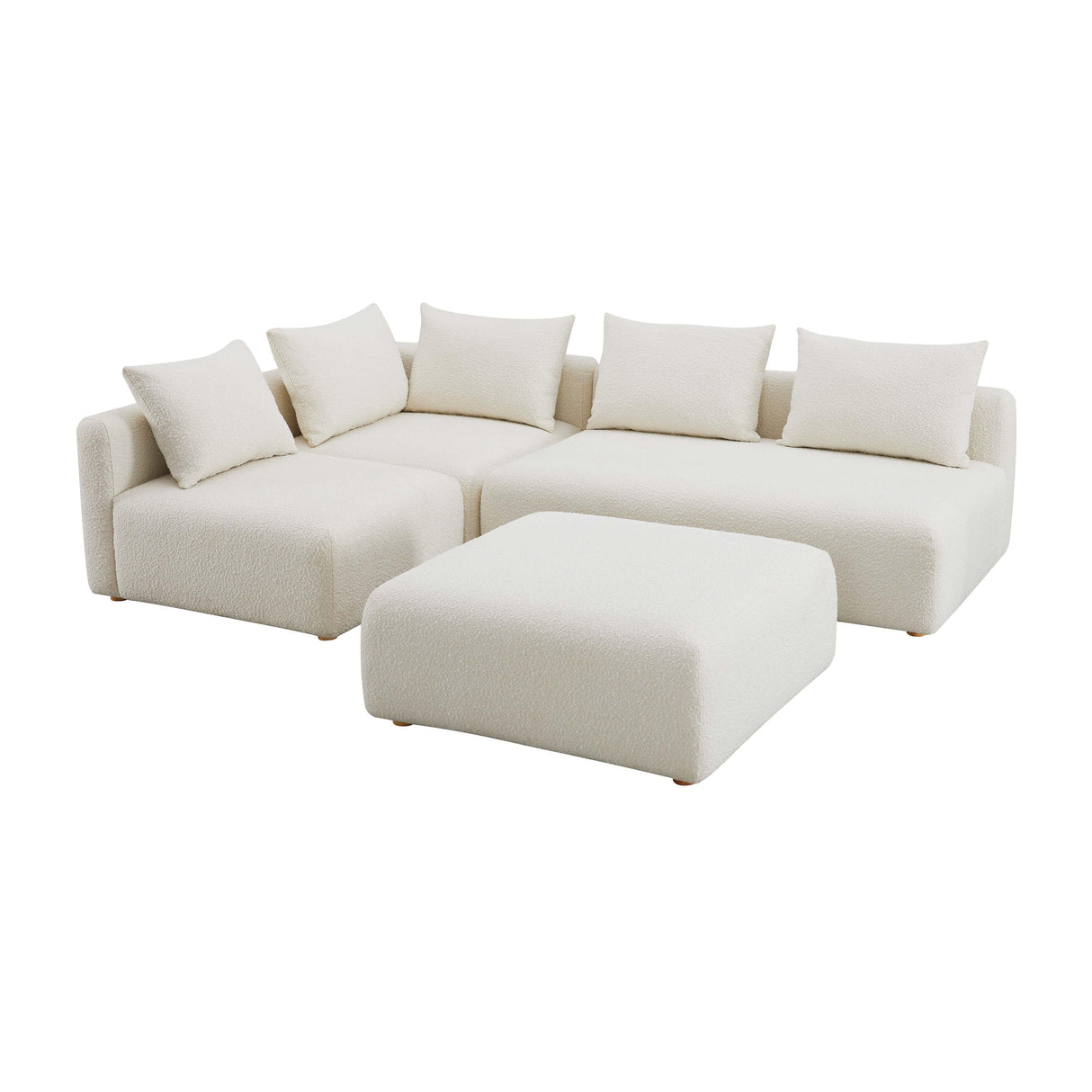 Hangover Cream Boucle 4-Piece Modular Chaise Sectional by TOV Furniture at Eve Furniture