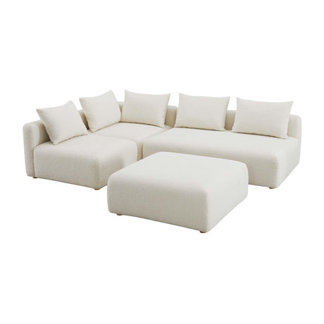 Hangover Cream Boucle 4-Piece Modular Chaise Sectional by TOV Furniture at Eve Furniture
