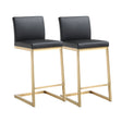 Parma Performance Vegan Leather and Gold Stainless Steel Counter Stool - Set of 2 by TOV Furniture at Eve Furniture