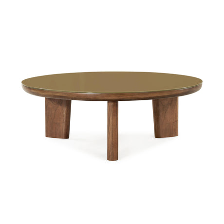 Oani Walnut and Glass Round Coffee Table by TOV Furniture at Eve Furniture