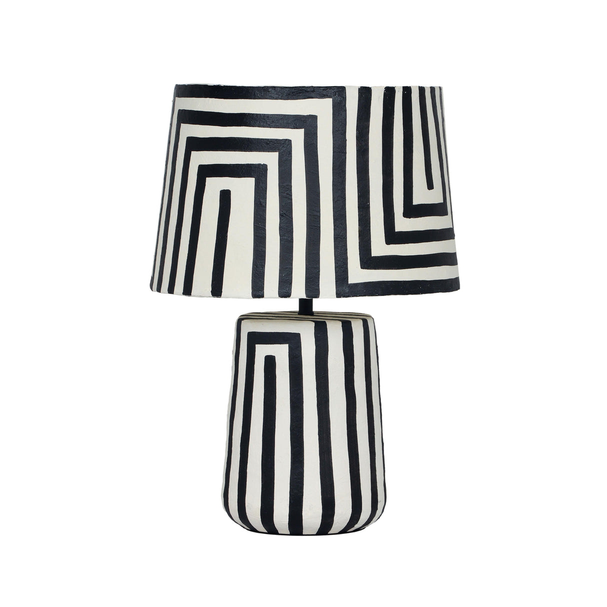 Minori Black Striped Papier Mache Table Lamp by TOV Furniture at Eve Furniture