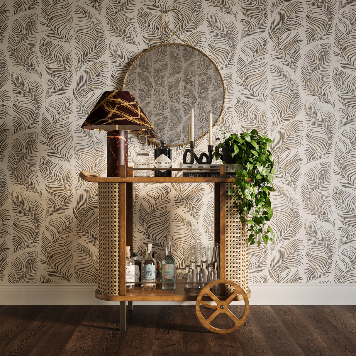 Yuma Natural Rattan Bar Cart by TOV Furniture at Eve Furniture