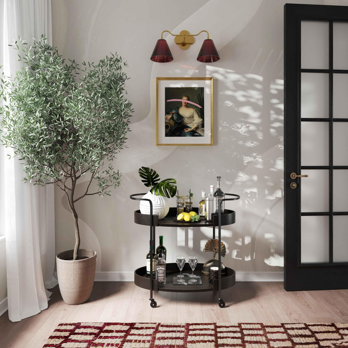 Cyril Black Bar Cart by TOV Furniture at Eve Furniture