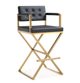 Director Performance Vegan Leather Stool with Gold Base by TOV Furniture at Eve Furniture