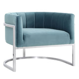 Magnolia Velvet Accent Chair with Silver Base by TOV Furniture at Eve Furniture