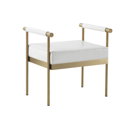 Diva White Performance Vegan Leather Bench by TOV Furniture at Eve Furniture